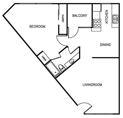 1Bedroom/1Bathroom - 825 sqft