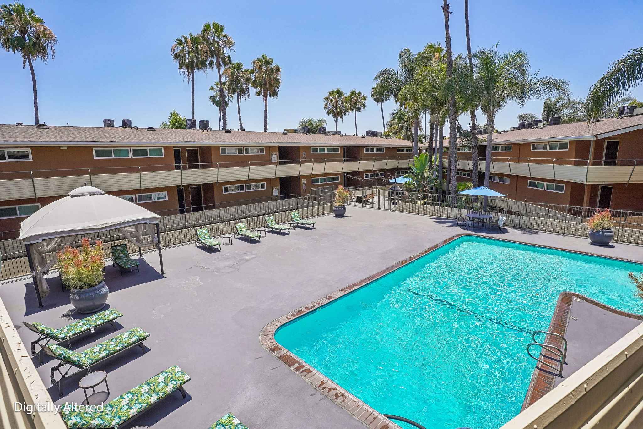 resort style pool deck digitally altered at Terraces