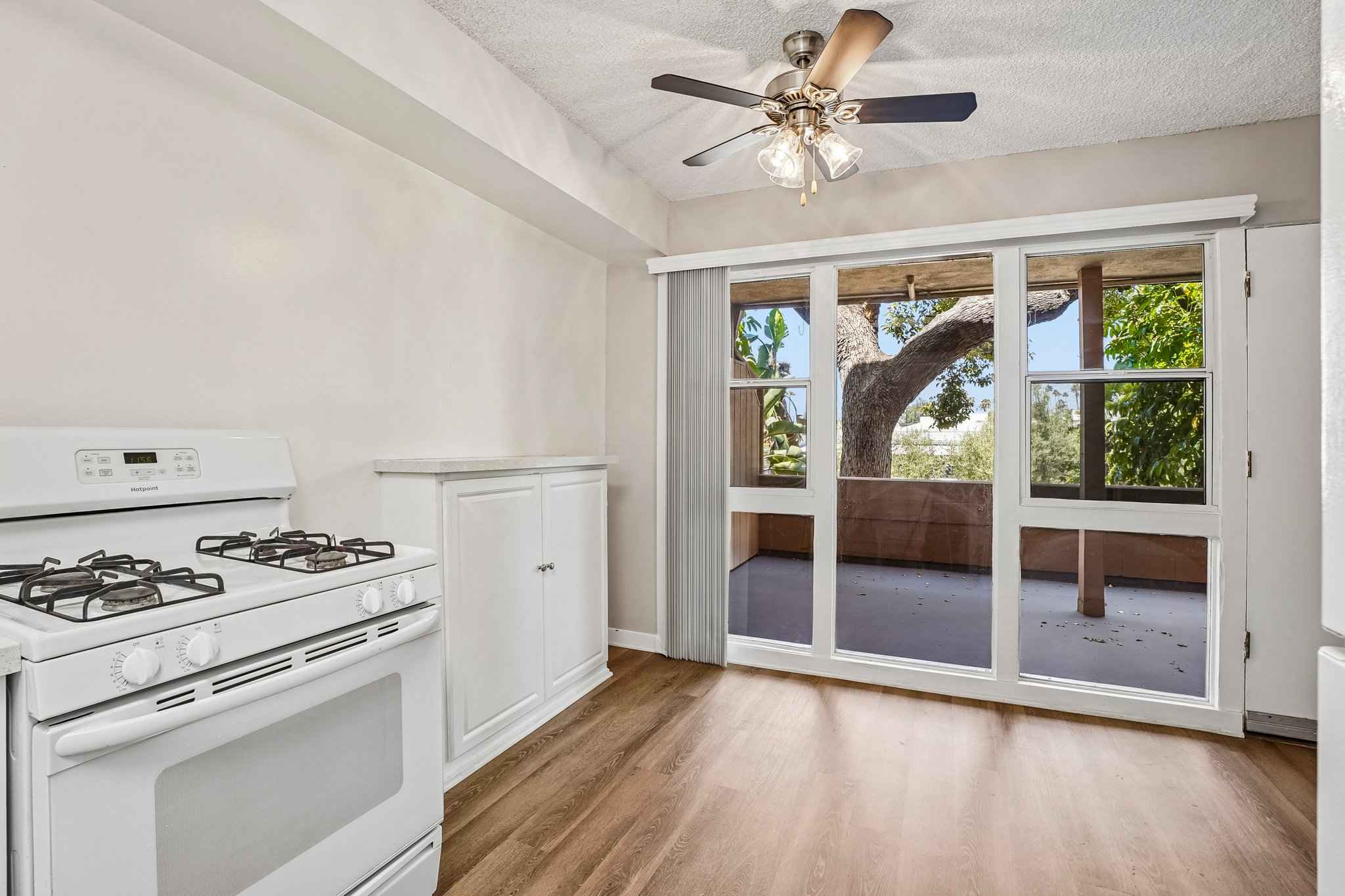 kitchen gas range patio access at Terraces